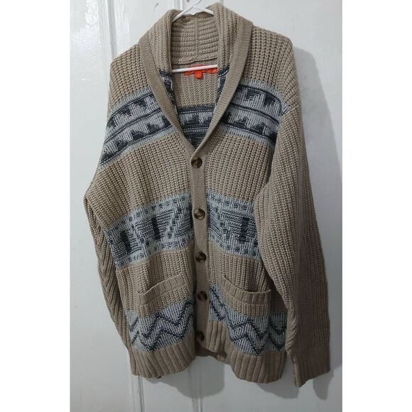 Jack threads mens xl shawl collar SOFT WOOL cardigan sweater tan beige - Picture 1 of 7